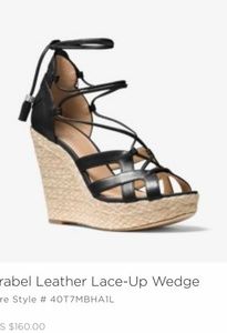 NIB! Michael Kors Mirabel Leather Lace-Up Wedge